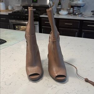 Michael Kors Tan Peep-Toe Heeled Boots